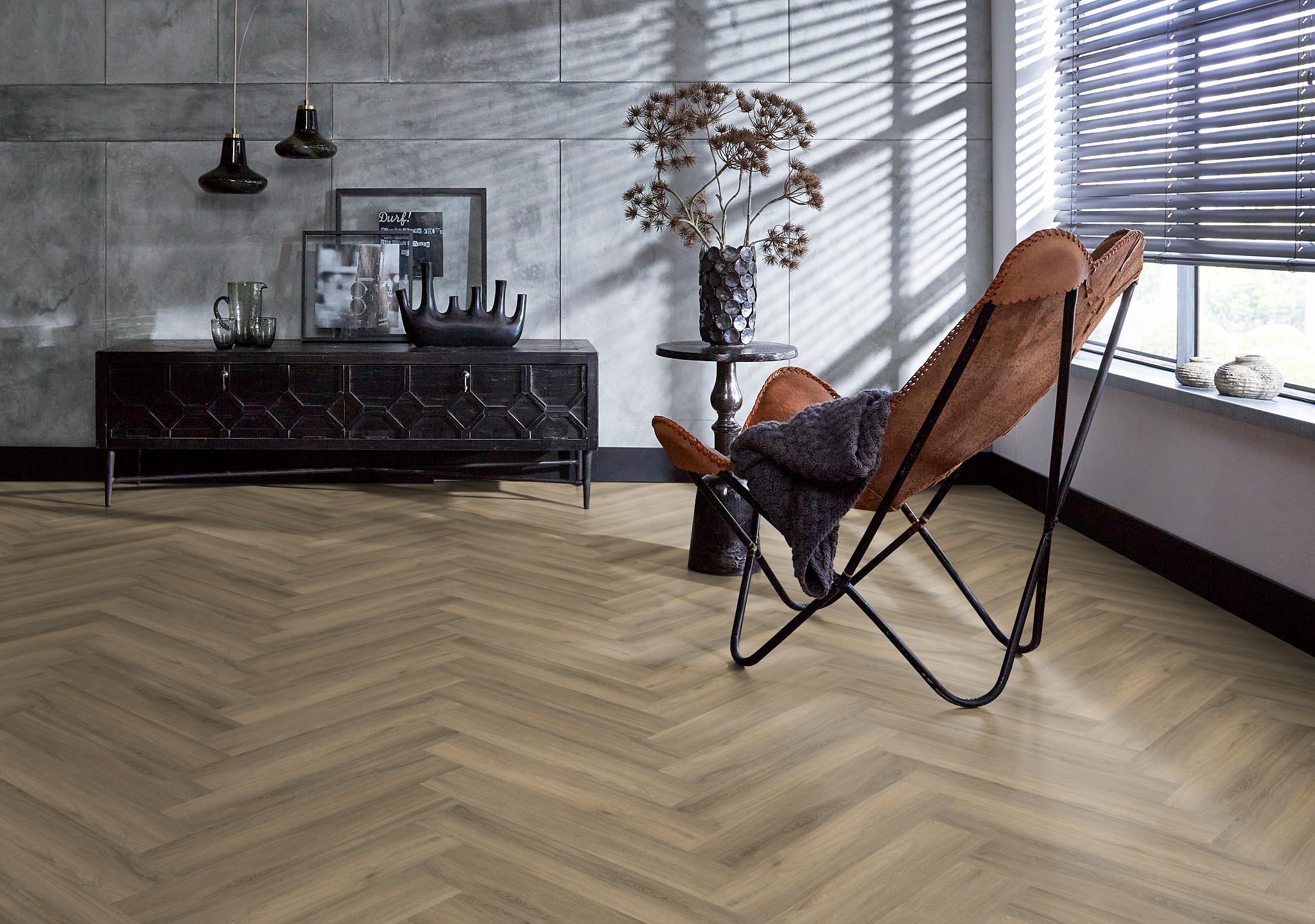 Floorlife YUP HERRINGBONE DRYBACK LIGHT BROWN
