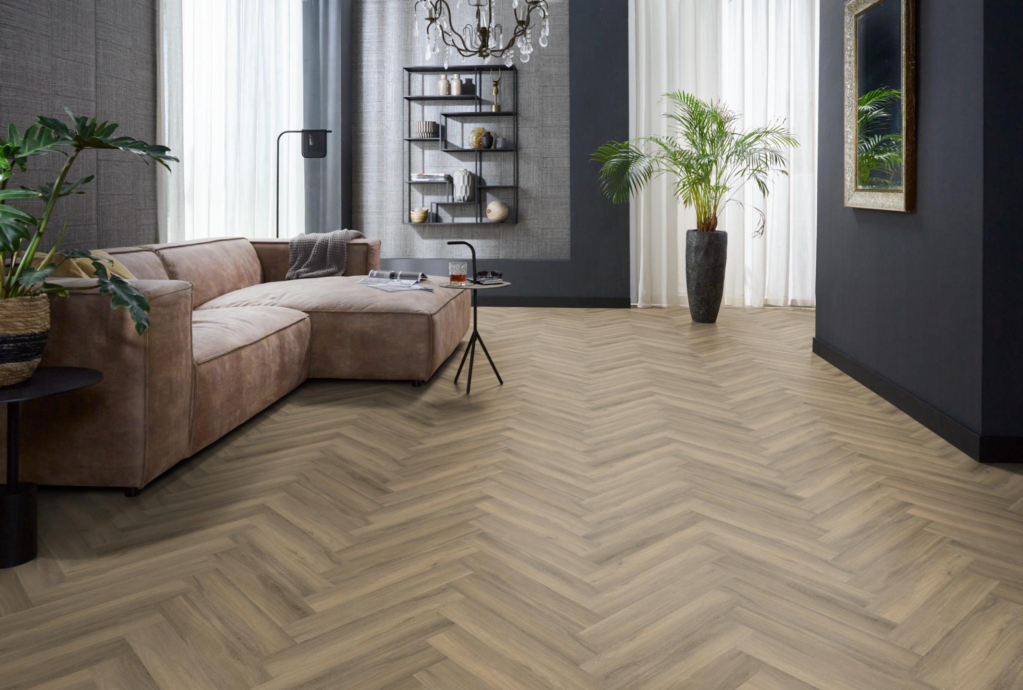 Floorlife YUP HERRINGBONE DRYBACK LIGHT BROWN