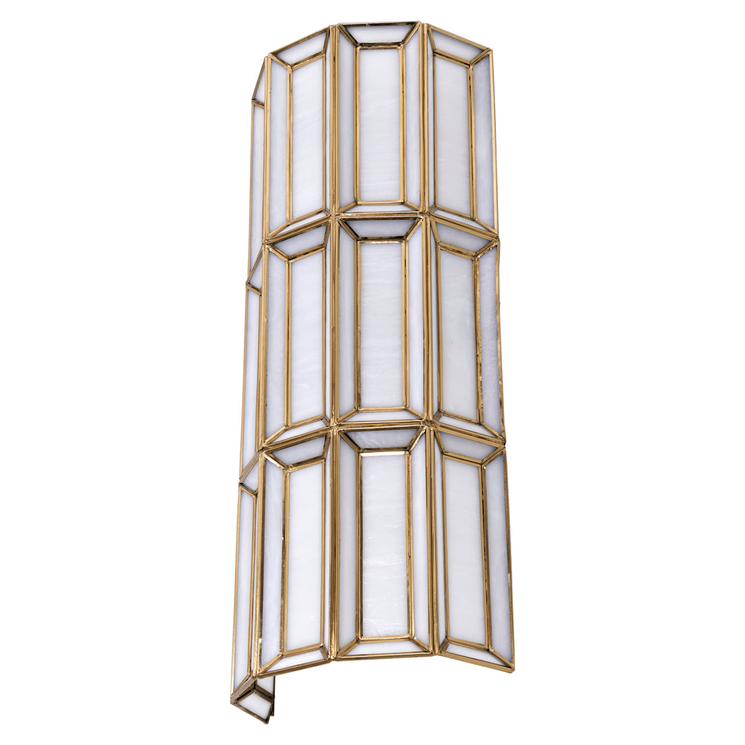 Wandlamp Opal brass antique
