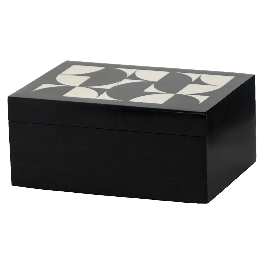 Opbergdoos Rae black/white (Set of 2)