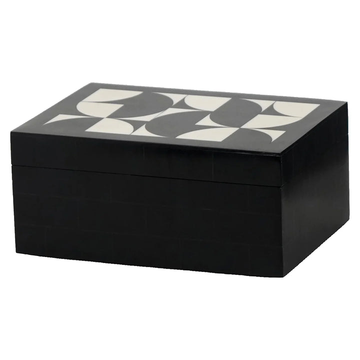 Opbergdoos Rae black/white (Set of 2)