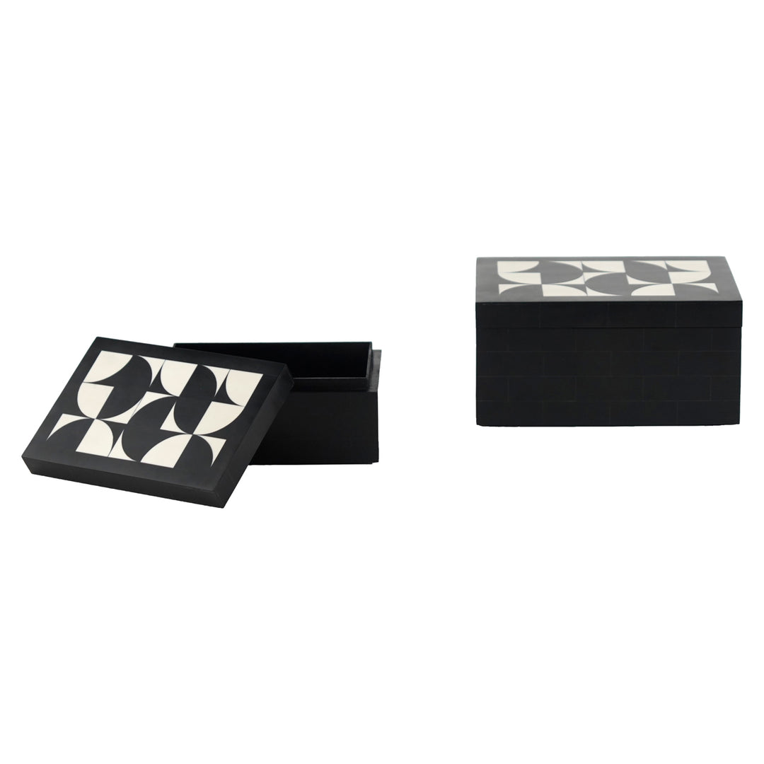Opbergdoos Rae black/white (Set of 2)