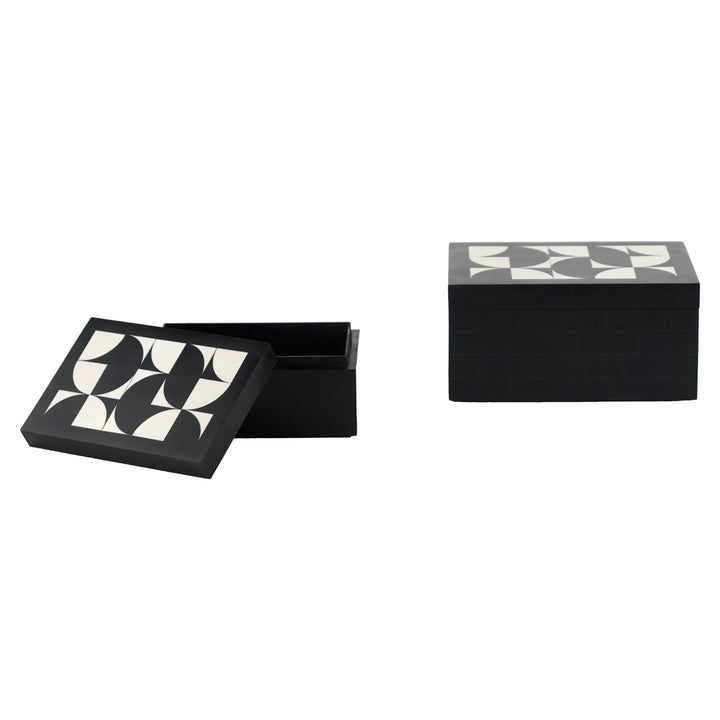 Opbergdoos Rae black/white (Set of 2)