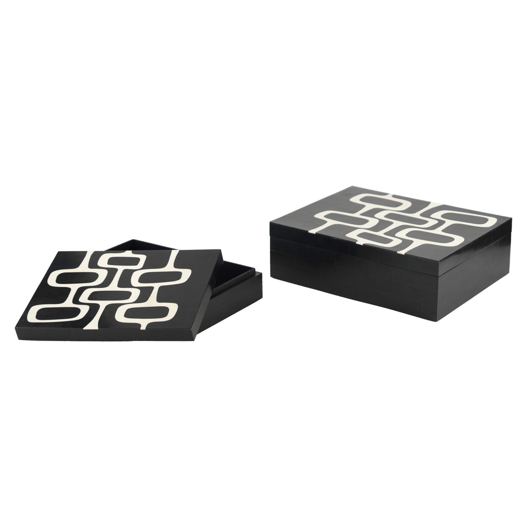 Opbergdoos Lux black/white (Set of 2)