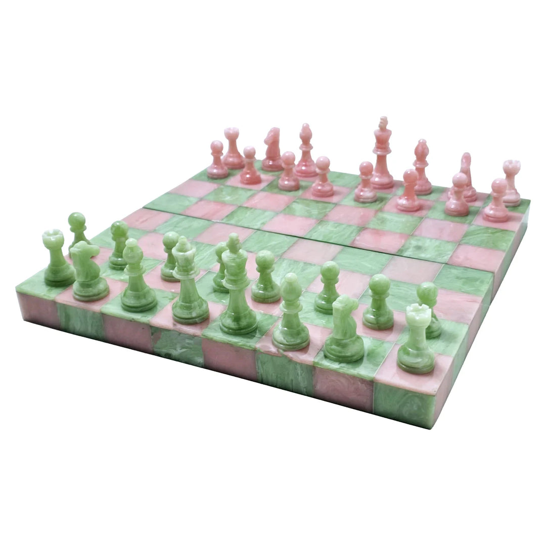 Decoratief spel Azalea pink/green chessboard