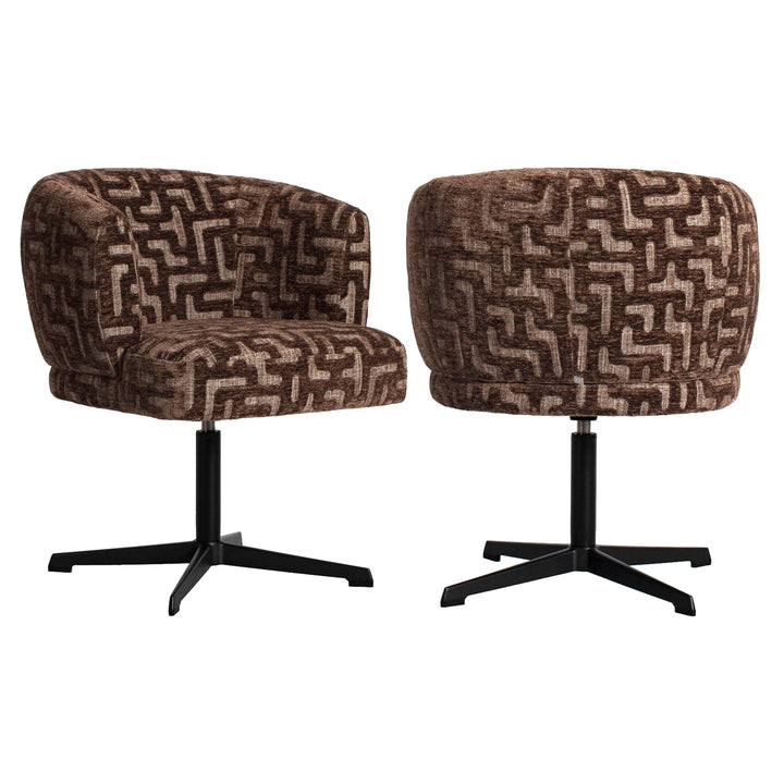 Eetkamerstoel Dinan brown labyrinth fire retardant swivel