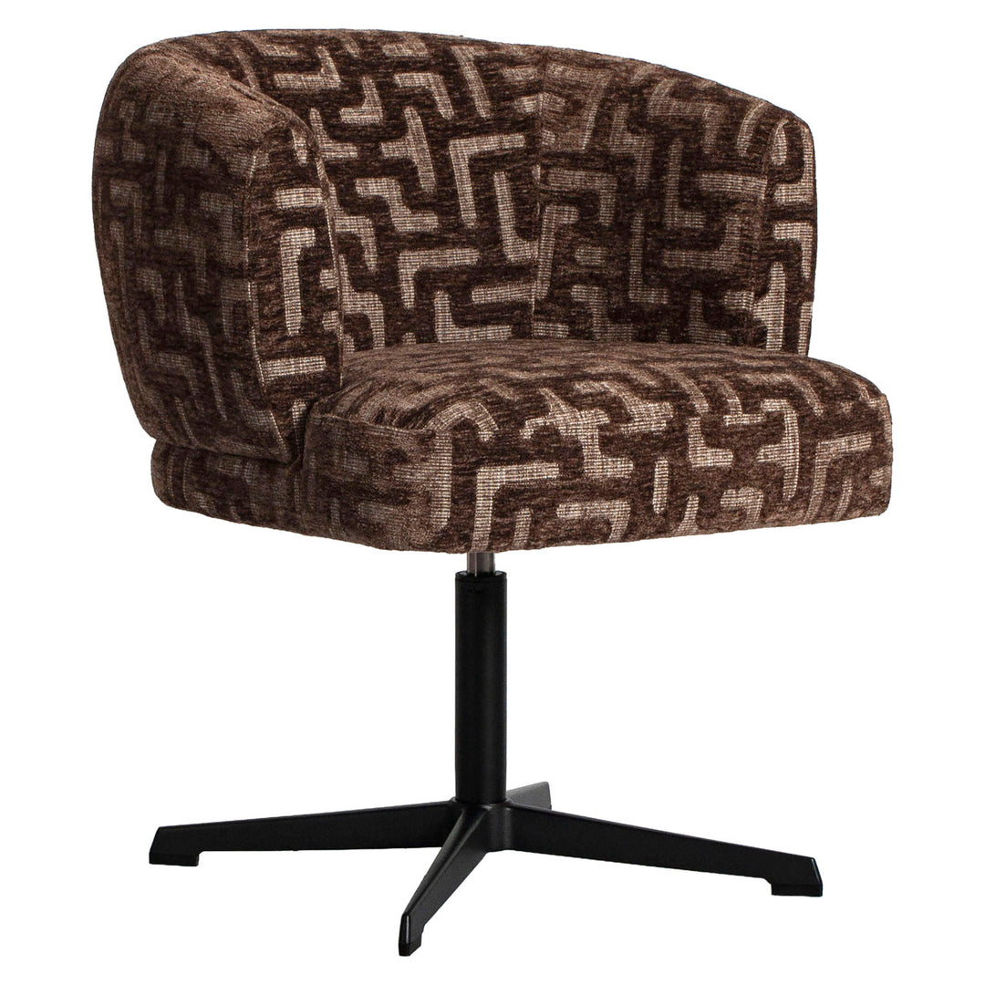 Eetkamerstoel Dinan brown labyrinth fire retardant swivel