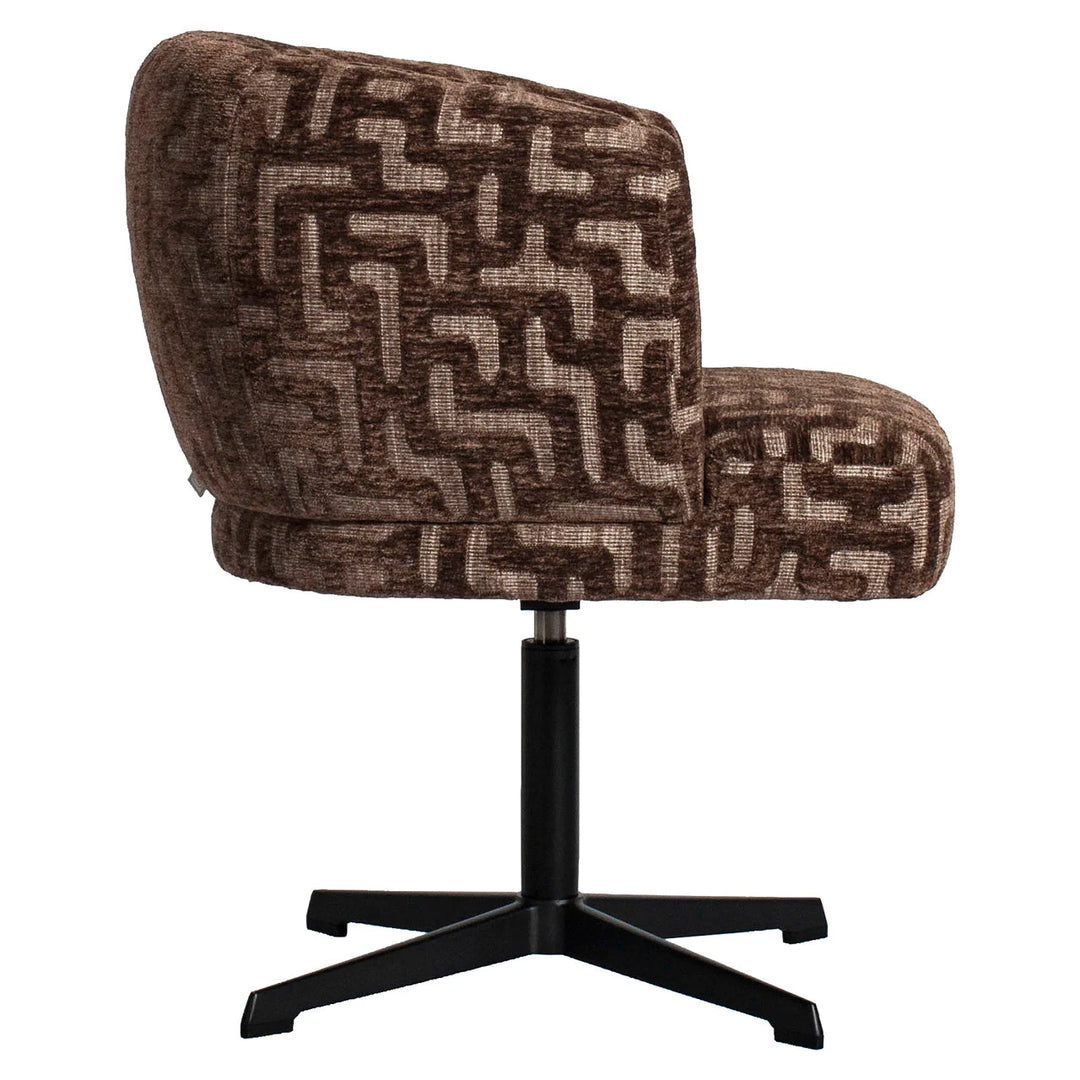 Eetkamerstoel Dinan brown labyrinth fire retardant swivel