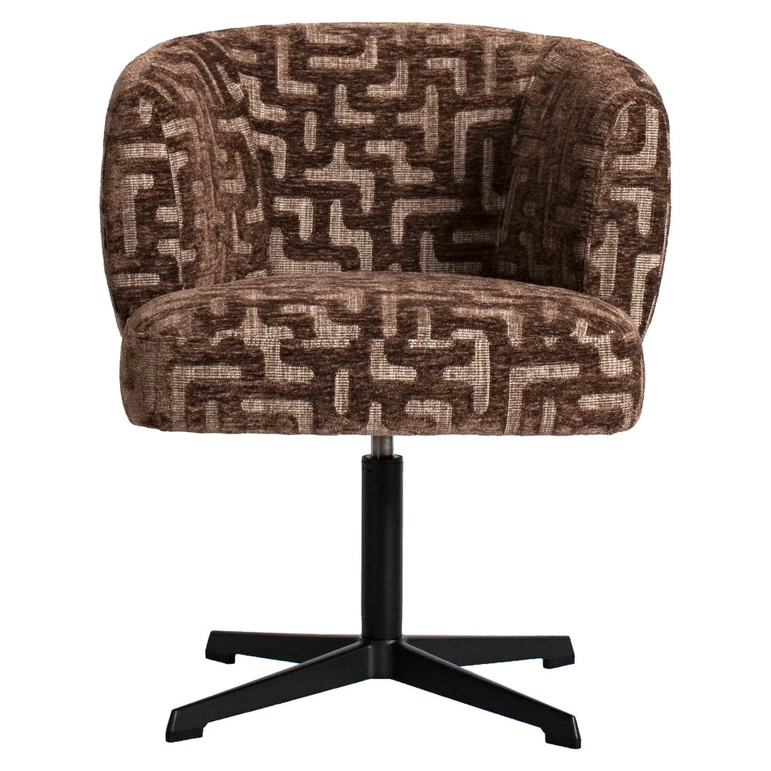 Eetkamerstoel Dinan brown labyrinth fire retardant swivel