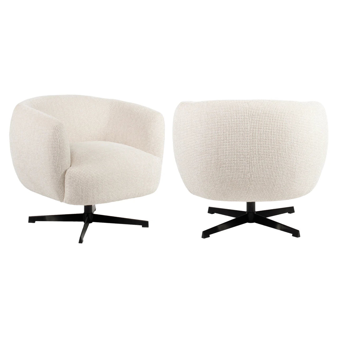 Lounge stoel Estelle beige blockweave swivel