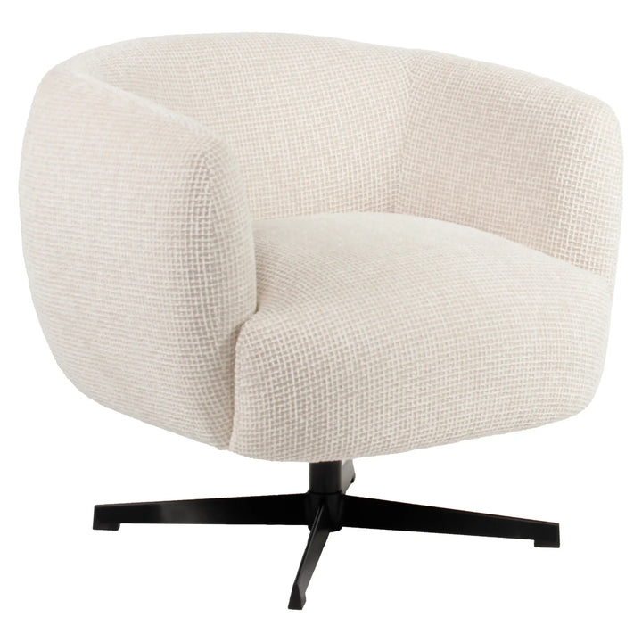 Lounge stoel Estelle beige blockweave swivel
