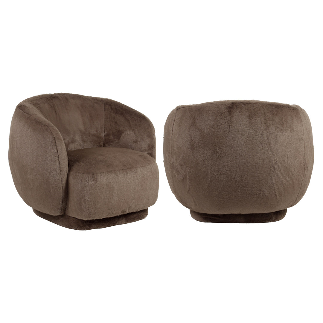 Lounge stoel Negreslo brown fluffy swivel