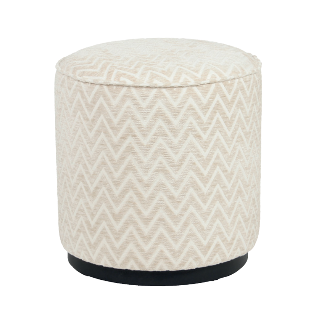 Poef & Voetenbank Lexie beige chevron 45Ø
