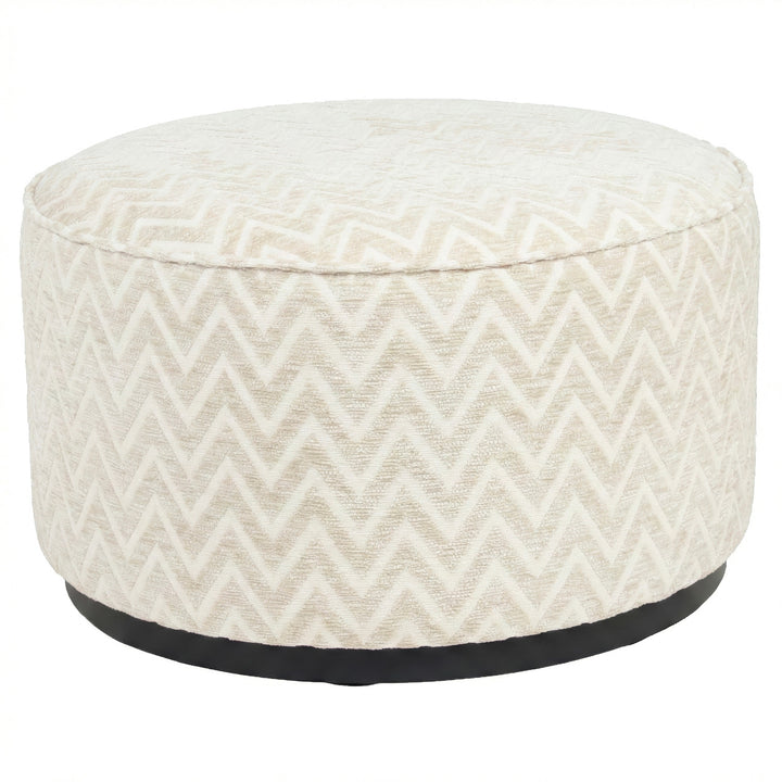 Poef & Voetenbank Lexie beige chevron 70Ø