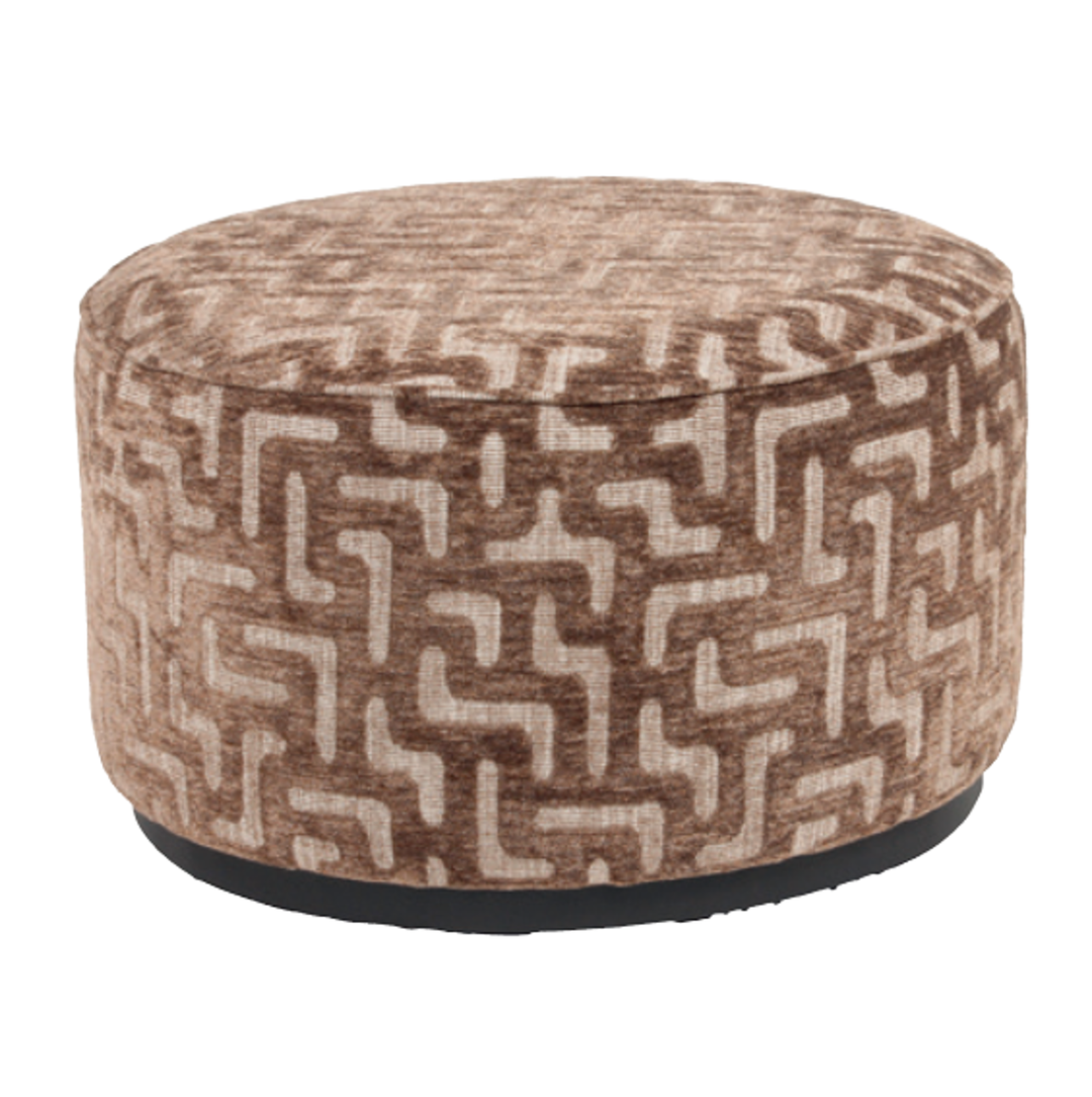 Poef & Voetenbank Lexie brown labyrinth 70Ø