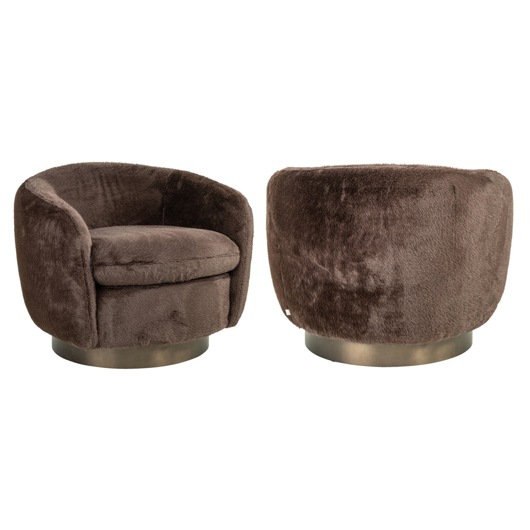 Lounge stoel Colmar chocolat fluffy swivel