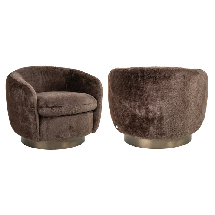 Lounge stoel Colmar chocolat fluffy swivel