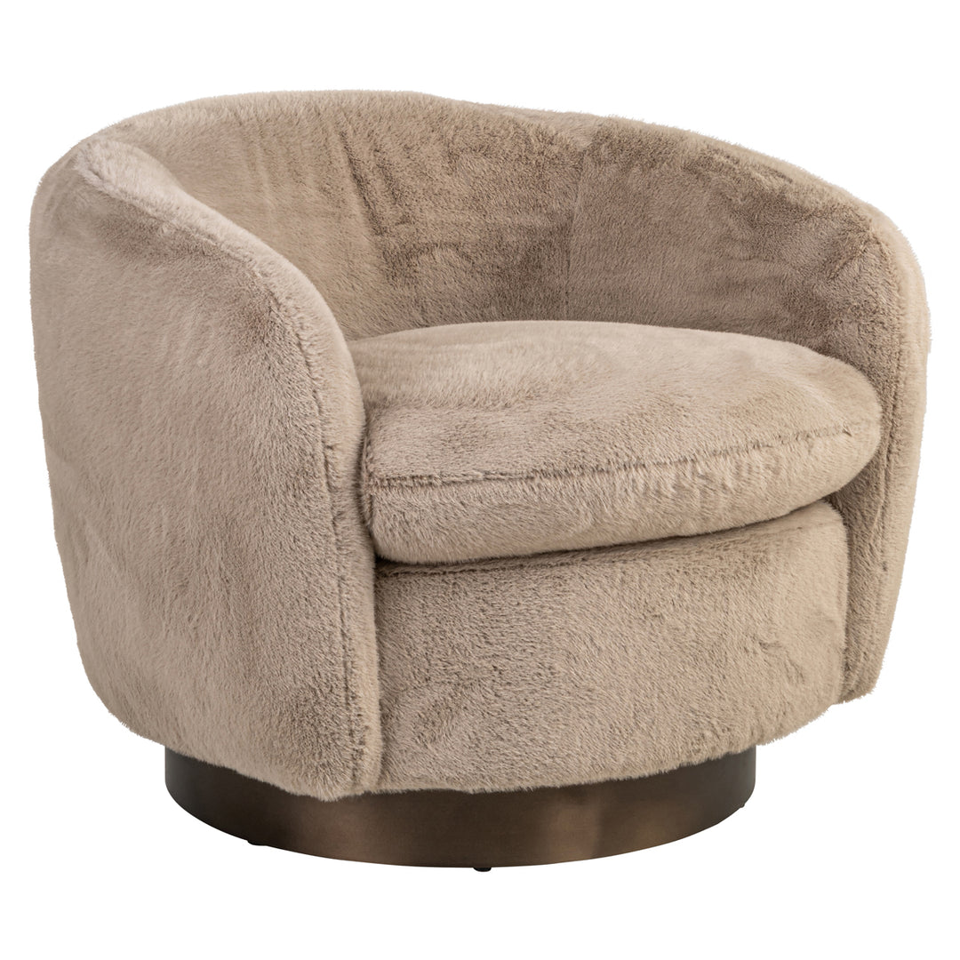 Lounge stoel Colmar khaki fluffy swivel