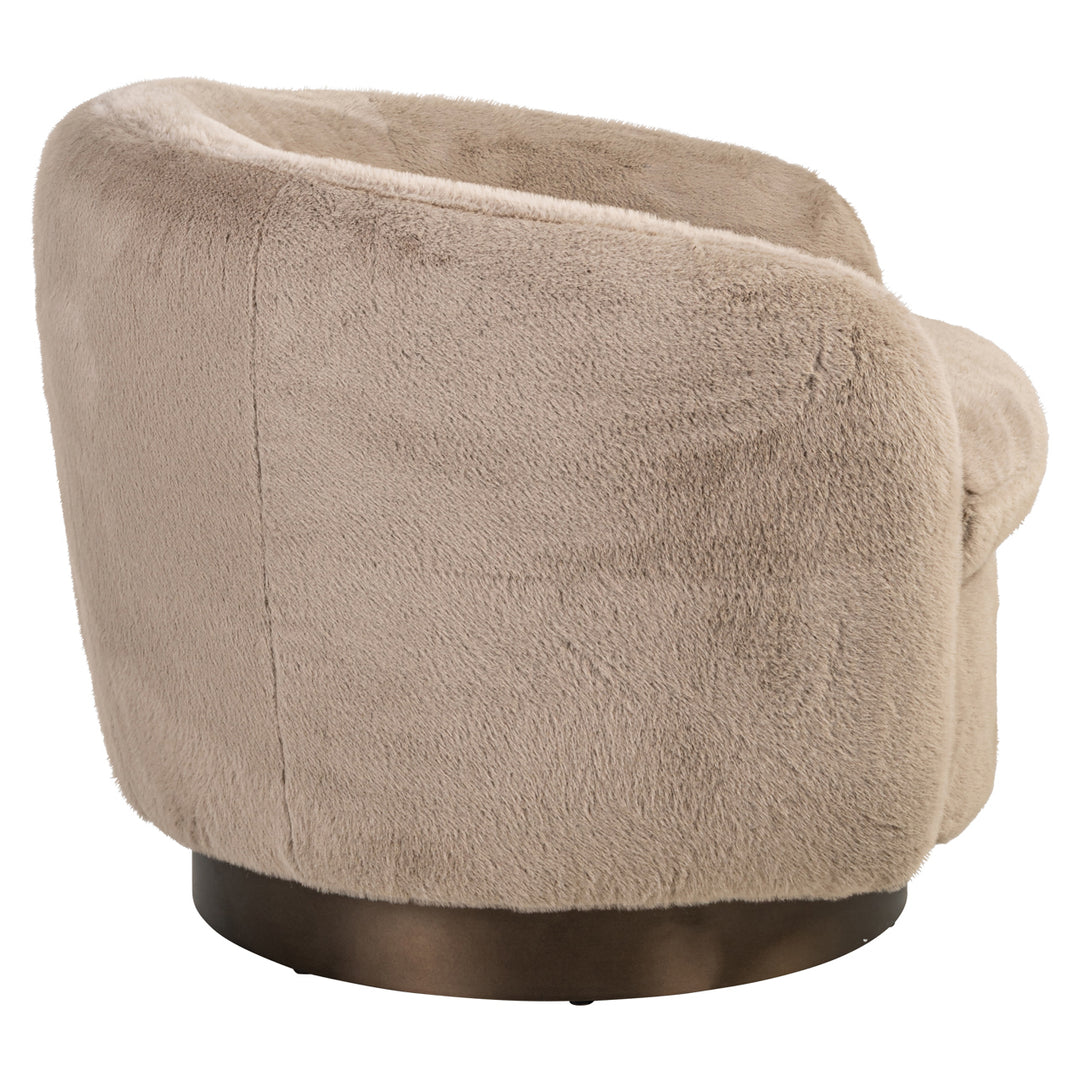 Lounge stoel Colmar khaki fluffy swivel