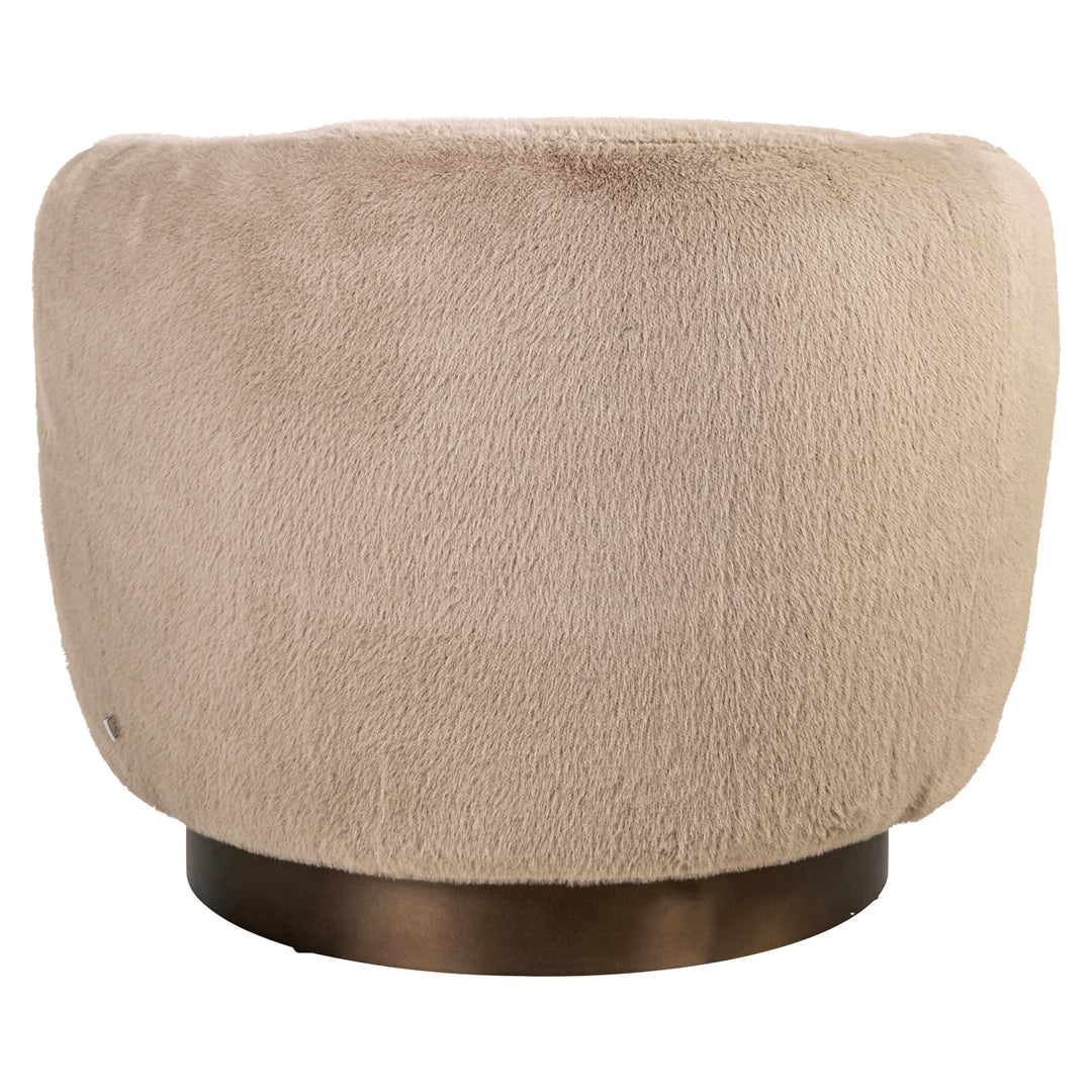 Lounge stoel Colmar khaki fluffy swivel