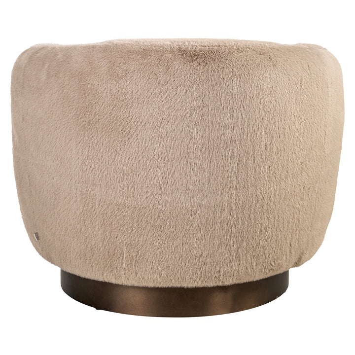 Lounge stoel Colmar khaki fluffy swivel