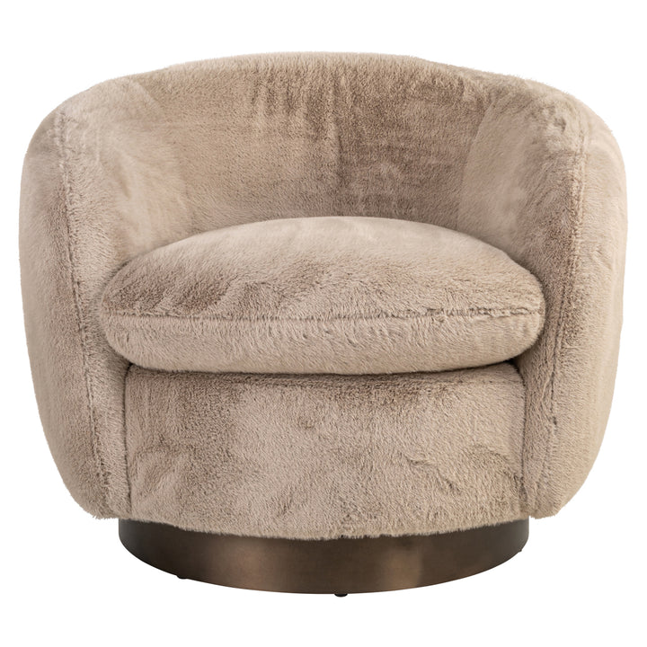 Lounge stoel Colmar khaki fluffy swivel