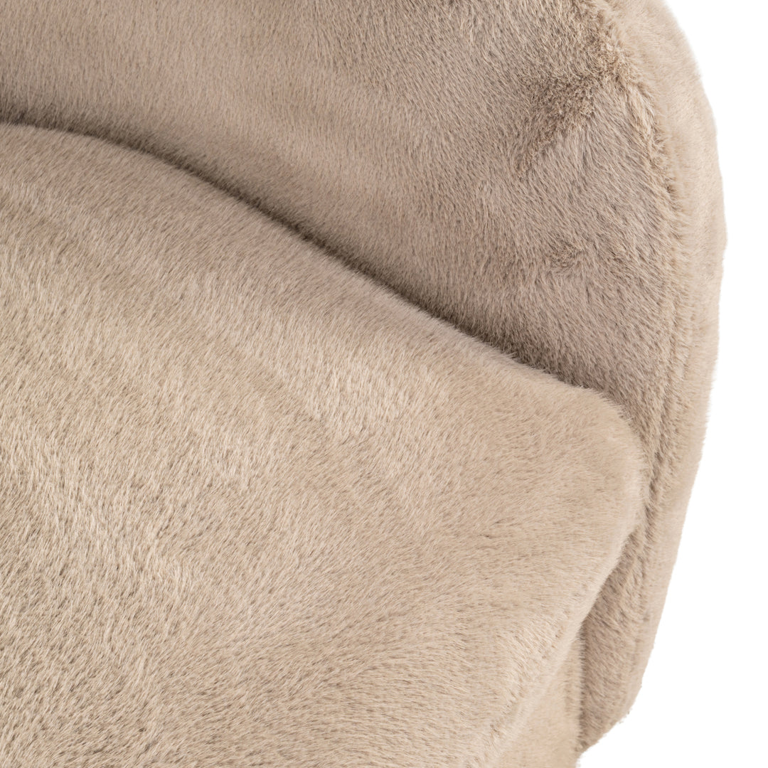 Lounge stoel Colmar khaki fluffy swivel