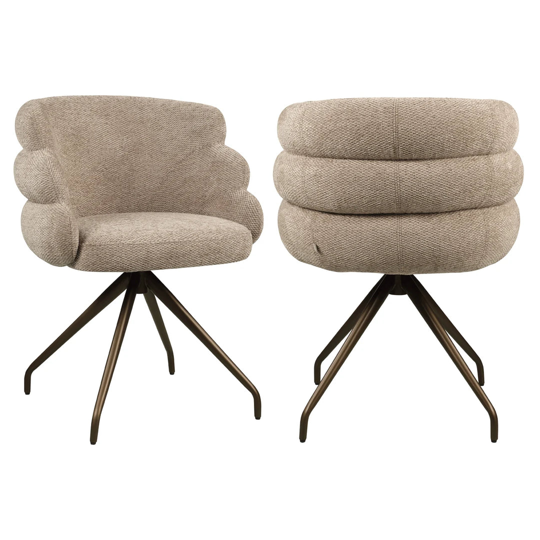Eetkamerstoel Kayla mocca boldweave swivel