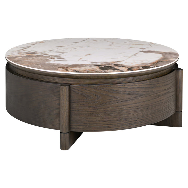 Salontafel Langford brown 90Ø 1-drawer