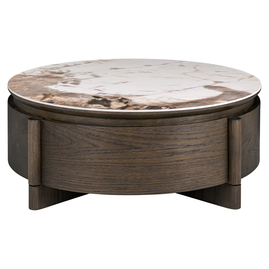 Salontafel Langford brown 90Ø 1-drawer