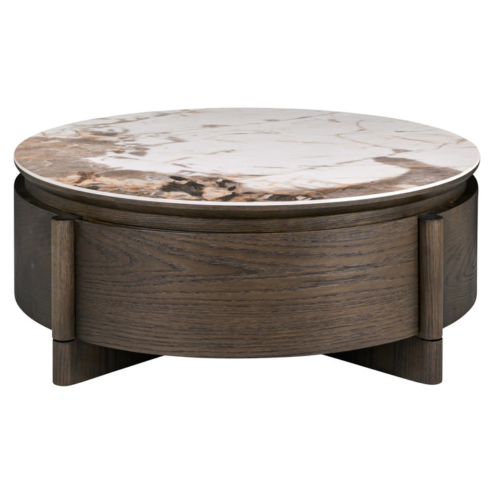 Salontafel Langford brown 90Ø 1-drawer