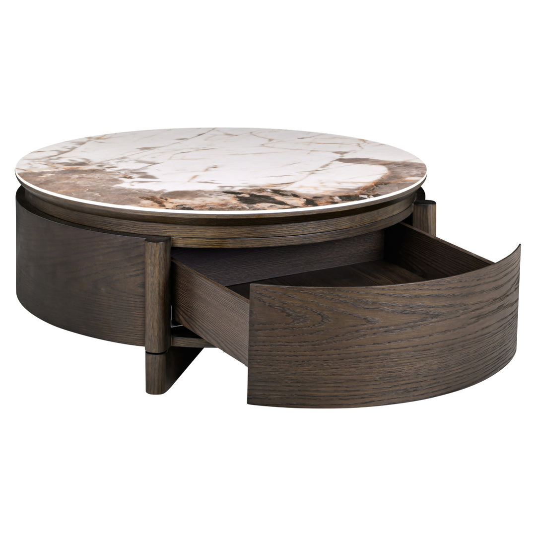Salontafel Langford brown 90Ø 1-drawer