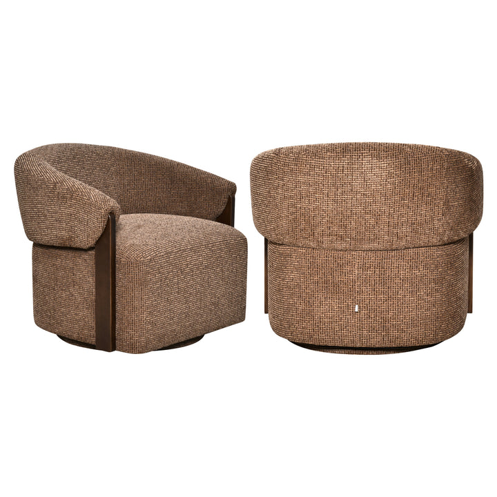 Lounge stoel Marina brown blockweave swivel fire retardant