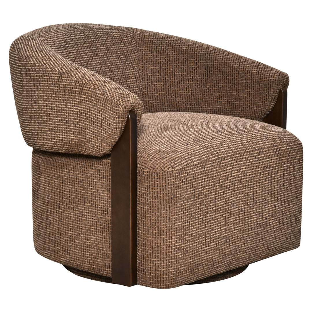 Lounge stoel Marina brown blockweave swivel fire retardant
