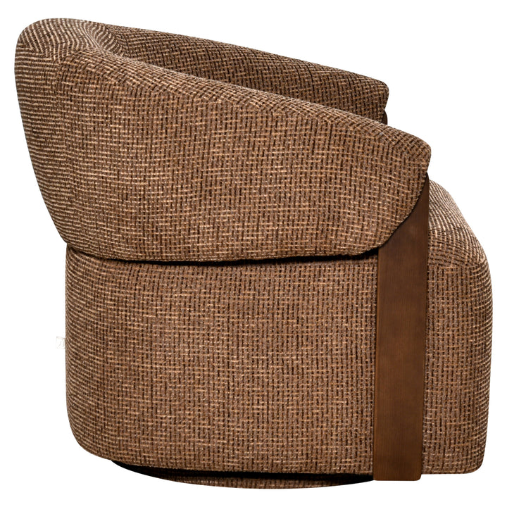 Lounge stoel Marina brown blockweave swivel fire retardant