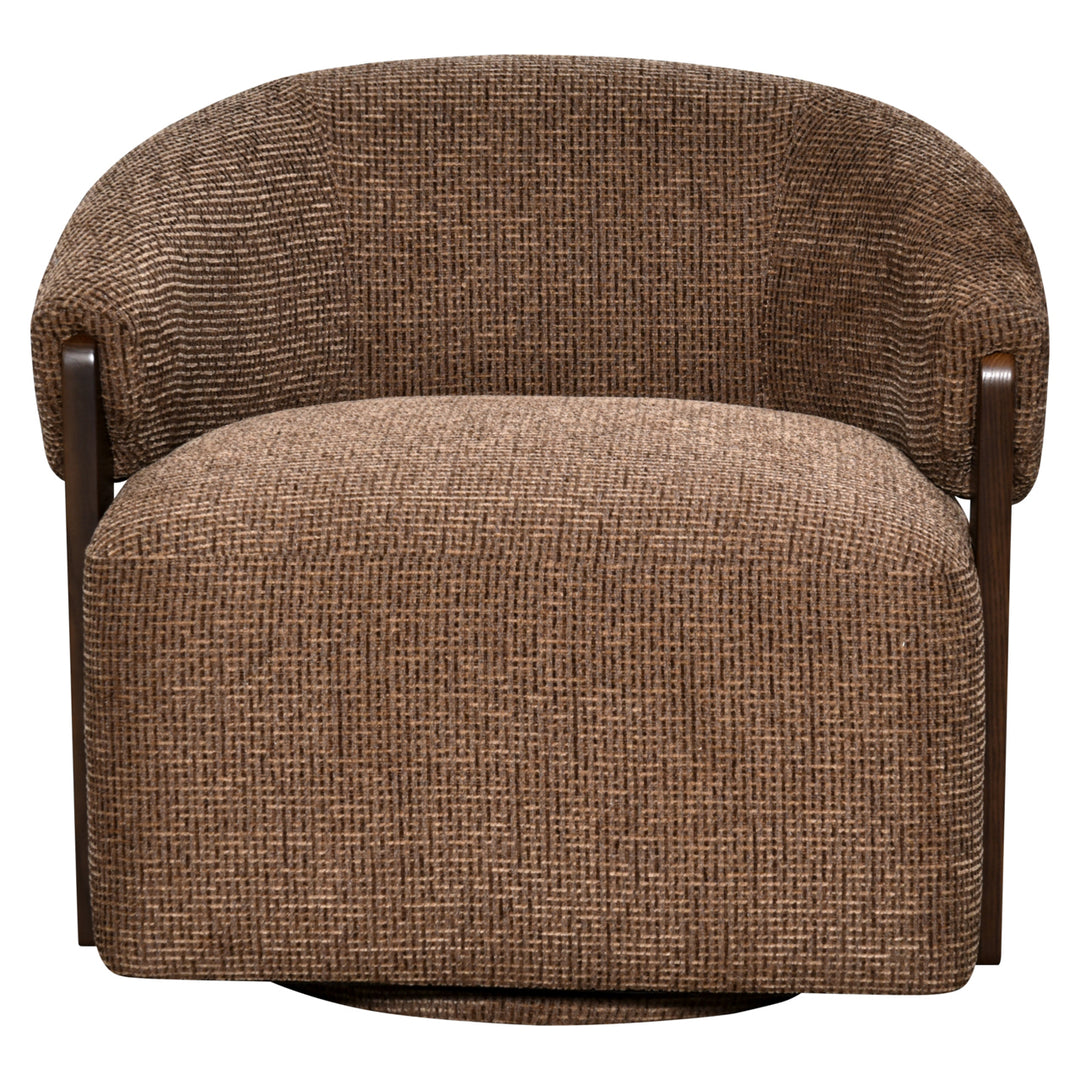 Lounge stoel Marina brown blockweave swivel fire retardant