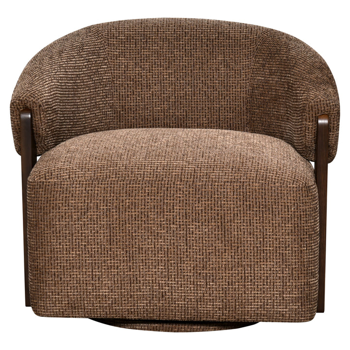 Lounge stoel Marina brown blockweave swivel fire retardant