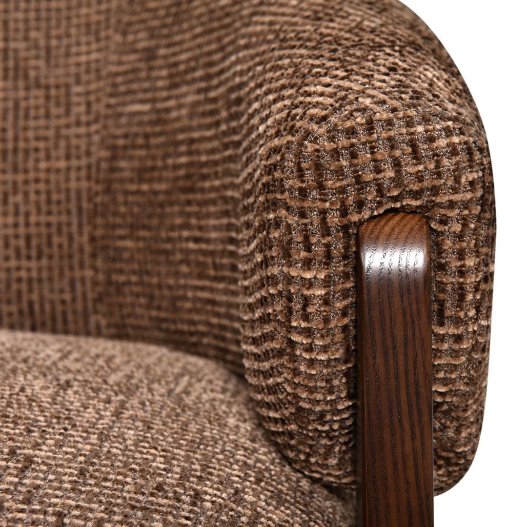 Lounge stoel Marina brown blockweave swivel fire retardant