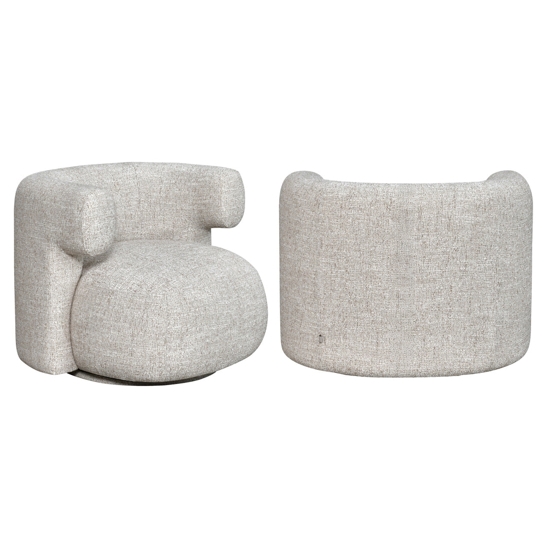 Lounge stoel Talley cream tweed swivel