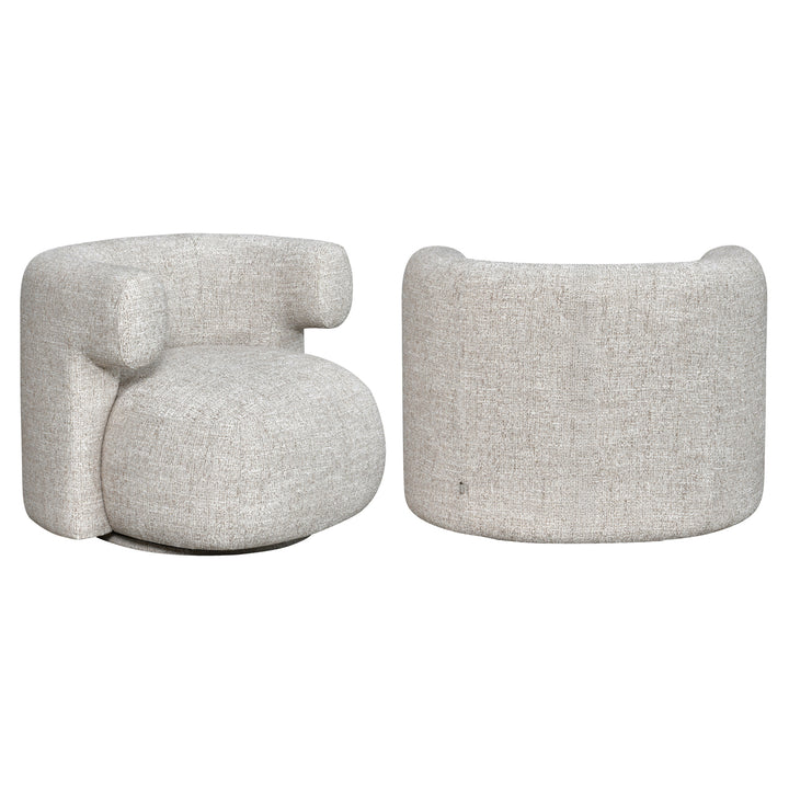 Lounge stoel Talley cream tweed swivel
