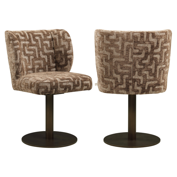 Eetkamerstoel Fiona brown labyrinth swivel