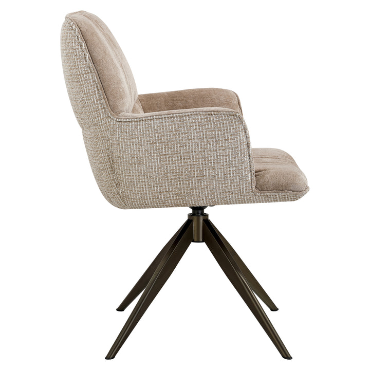 Eetkamerstoel Chase cream blockweave swivel
