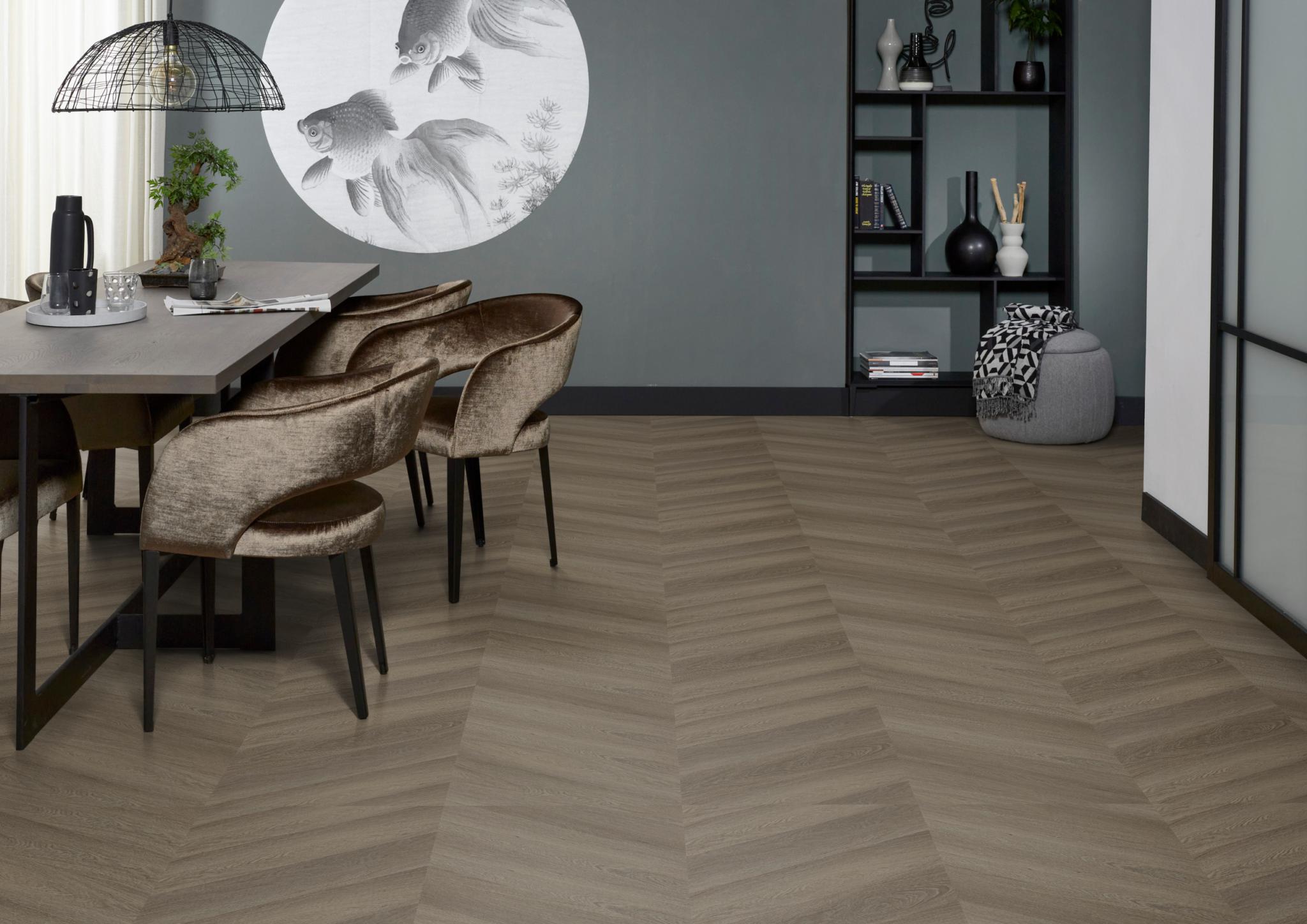 Floorlife YUP FULHAM CHEVRON DRYBACK BROWN