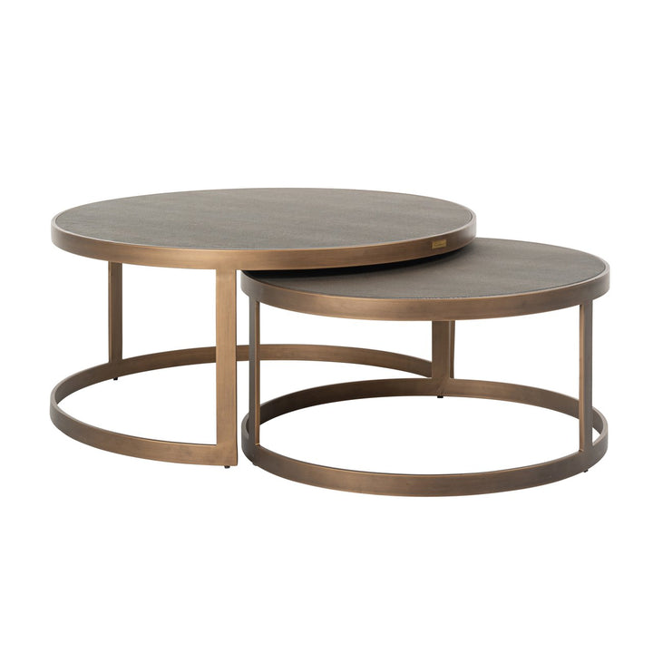Salontafel Bloomville brass shagreen incl. glass tops (Set of 2)