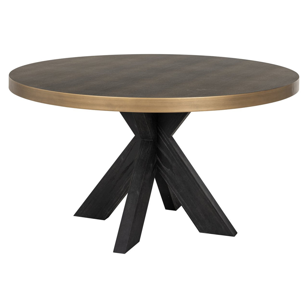 Eettafel Bloomville brass shagreen incl. glass top 140Ø