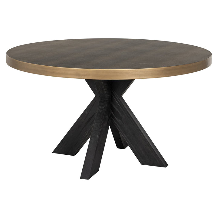 Eettafel Bloomville brass shagreen incl. glass top 140Ø