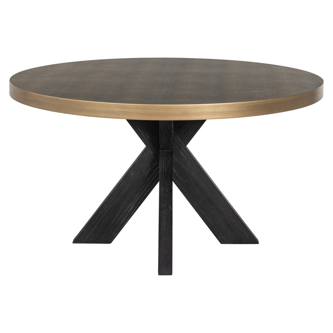 Eettafel Bloomville brass shagreen incl. glass top 140Ø