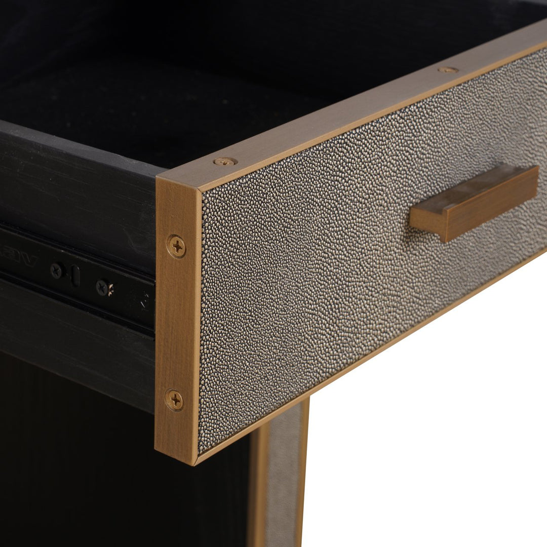Nachtkastje Bloomville brass shagreen incl. glass top