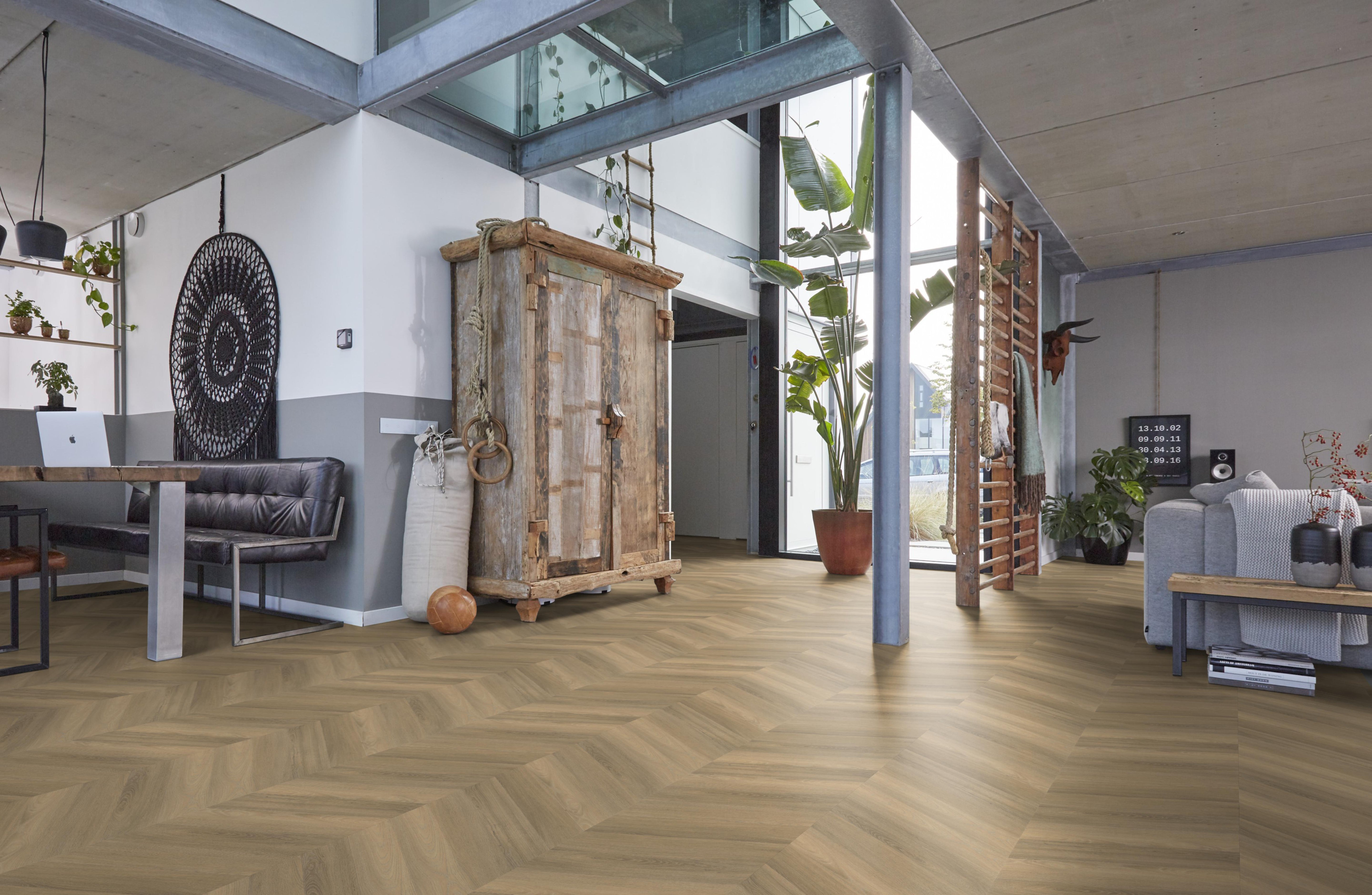 Floorlife YUP CHEVRON DRYBACK NATURAL