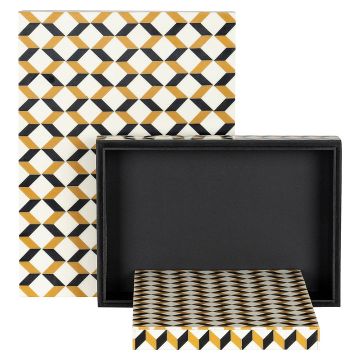 Opbergdoos Frences black/gold (Set of 2)